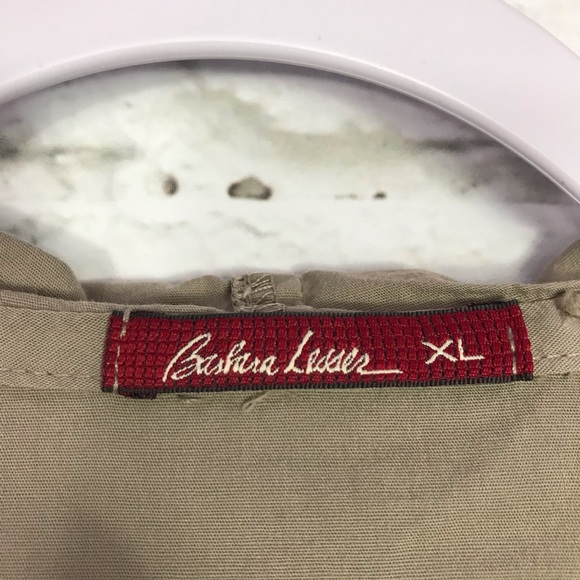 Barbara Lesser ZipUp Taupe Ribbed ShortSleeve Top - Picture 4 of 5